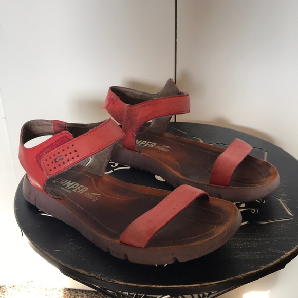 camper orange sandals